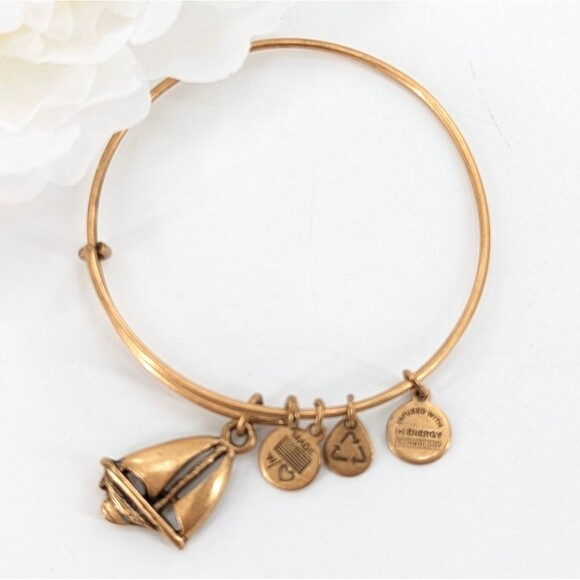 Alex & Ani Bronze Sailboat Charm Gold Stacking Bangle Bracelet - Picture 4 of 7